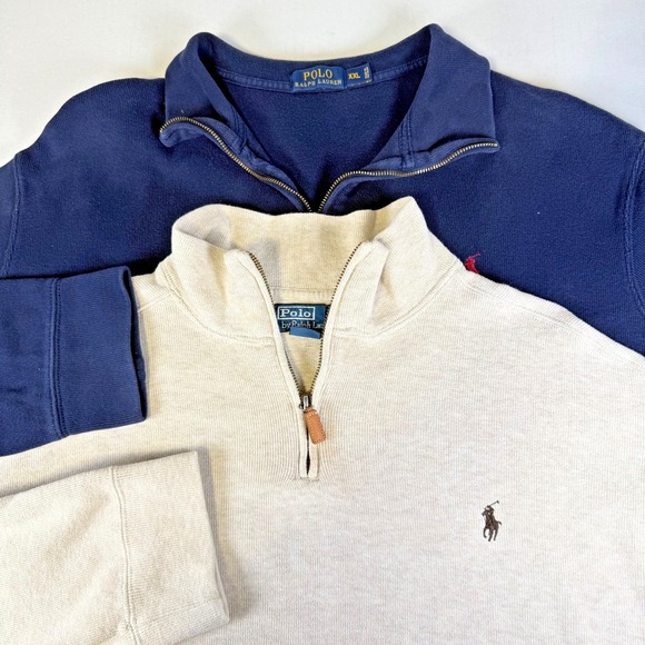 Polo Ralph Lauren Other - Lot of 2 Polo Ralph Lauren 1/4 Zip Sweaters Mens Size XXL Blue & Beige Mock Neck